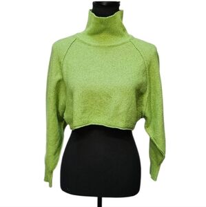 Urban Outfitters Cropped Turtleneck Lime Green Sweater Size S-P